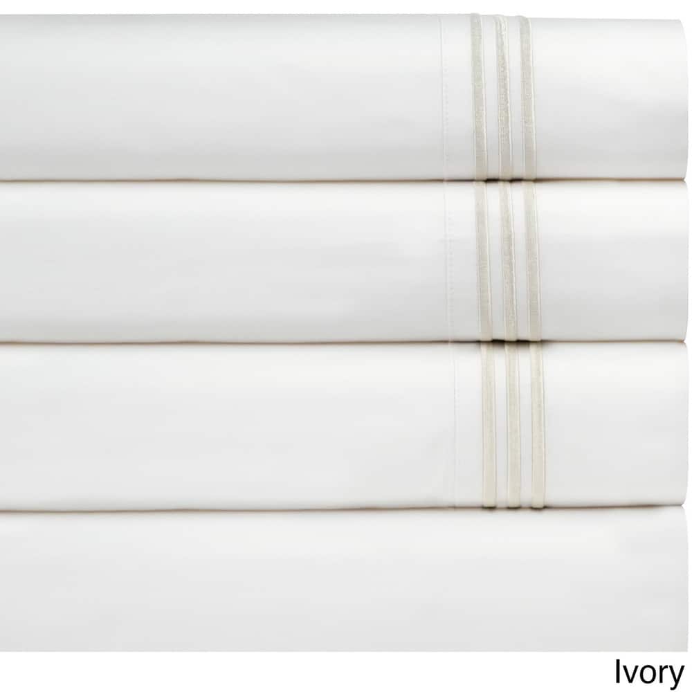 Pointehaven Egyptian Cotton Embroidered Percale Pillowcases (Set of 2)