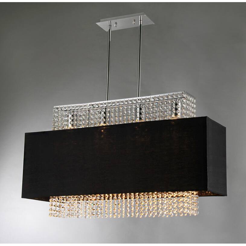 Rosanna 4-light Black Fabric 33-inch Chrome Chandelier