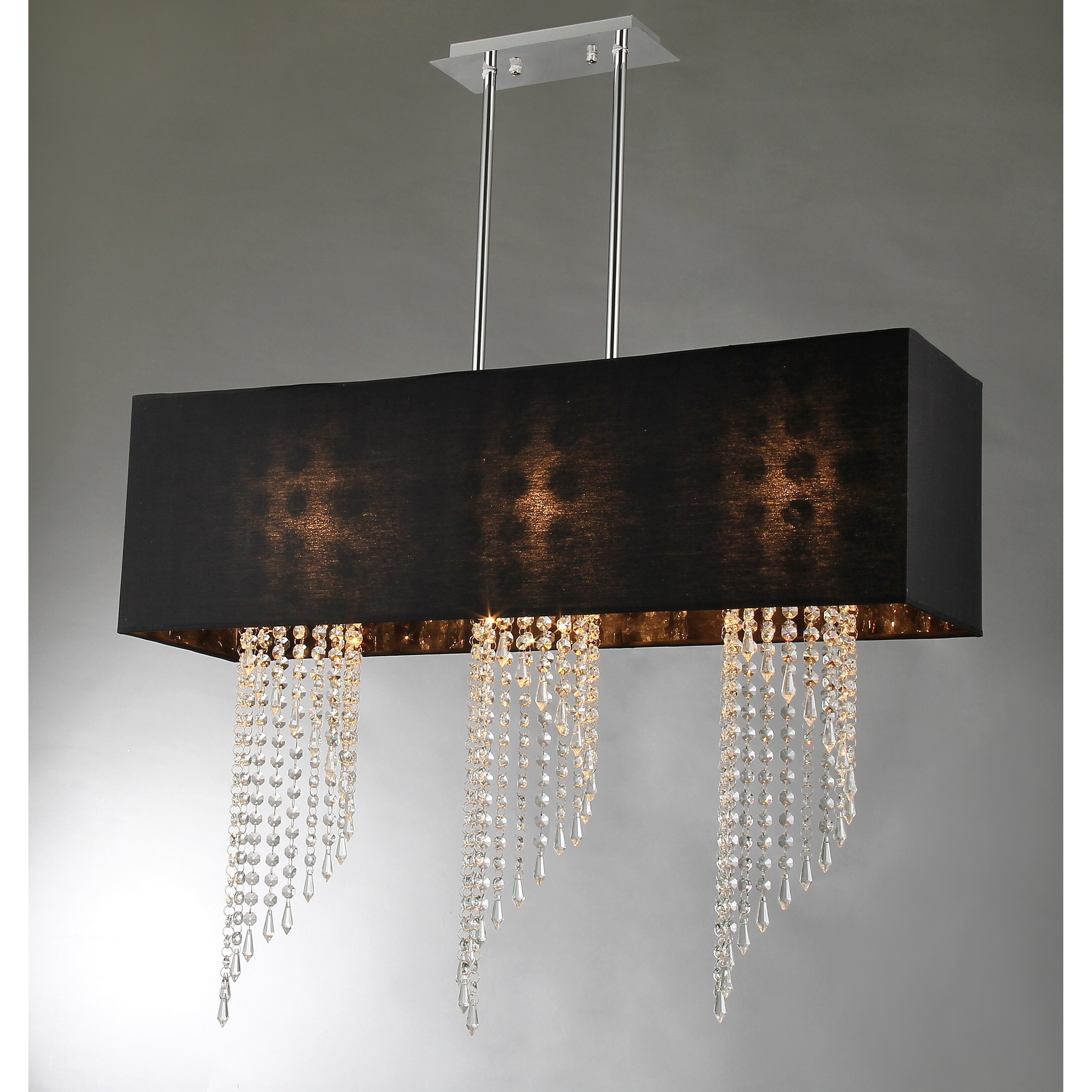 Tasha 3-light Black Fabric 33-inch Chrome Chandelier (Black Fabric 33-inch Chrome Chandelier) - Chandeliers For Bedrooms by Overstock.com