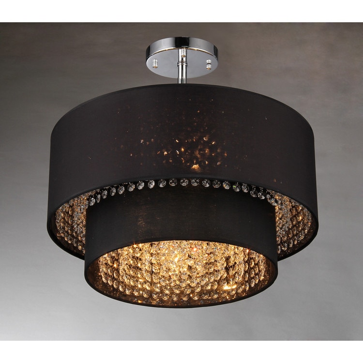 Hazel 6-light Black Fabric 21-inch Chrome Chandelier (Black Fabric 21-inch Chrome Chandelier) - Chandeliers For Bedrooms by Overstock.com