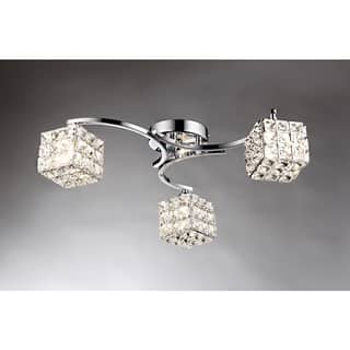 Liel 3-light Glass 22-inch Chrome Ceiling Lamp
