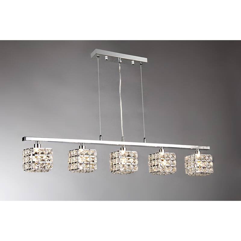 Sandra 5-light Crystal 34-inch Chrome Chandelier