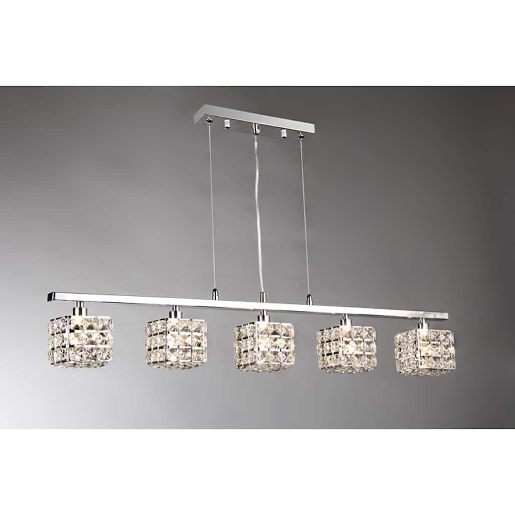 Sandra 5-light Crystal 34-inch Chrome Chandelier