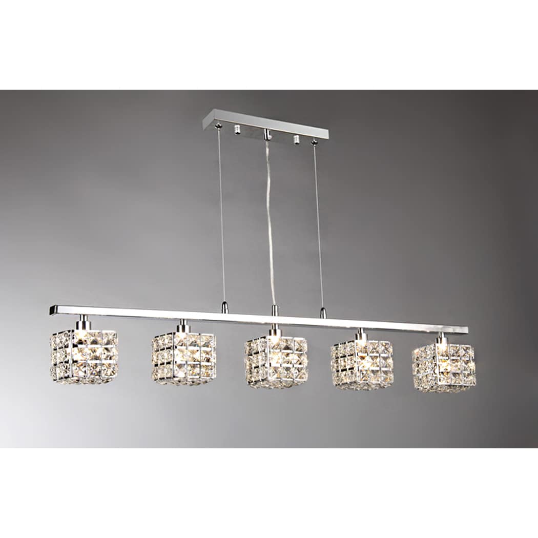 Warehouse of Tiffany Sandra 5-light Crystal 34-inch Chrome Chandelier