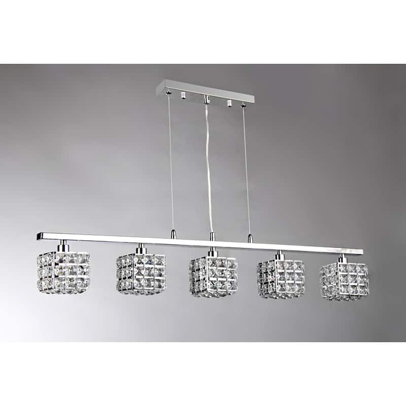 Sandra 5-light Crystal 34-inch Chrome Chandelier