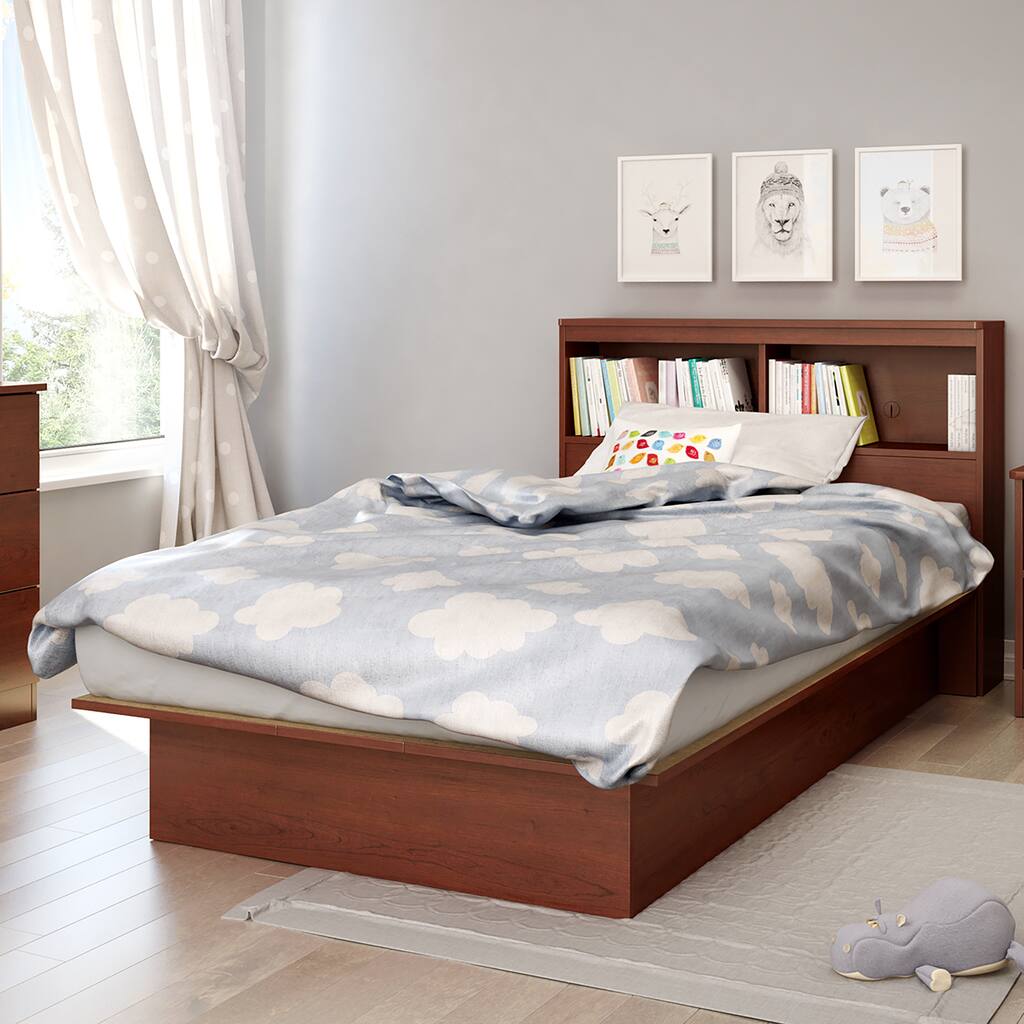 South Shore Step One Twin Platform Bed with Bookcase Headboard Set
