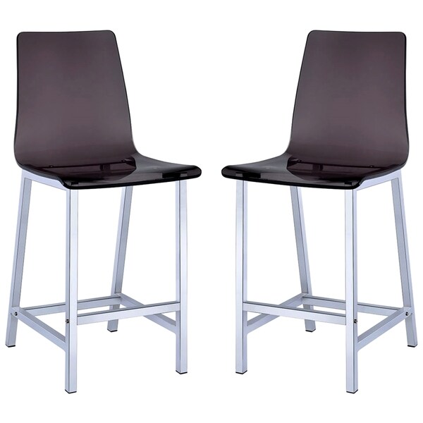 Shop Melaney Art Deco Sleek Design Smoke Acrylic Counter Height Stools