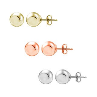 Pori 14k Yellow White And Rose Gold 4 Mm Ball Stud Earrings Pori 14k Yellow White And Rose Gold 4 Mm Ball Stud Earrings Set Of 3