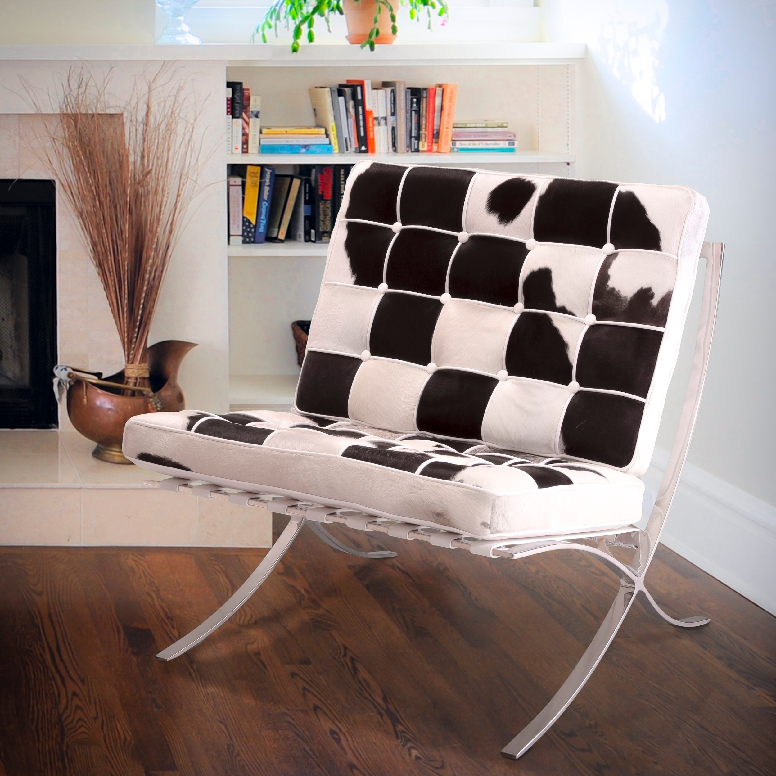 Shop Pavilion Leather Cowhide Accent Chair By Christopher Knight