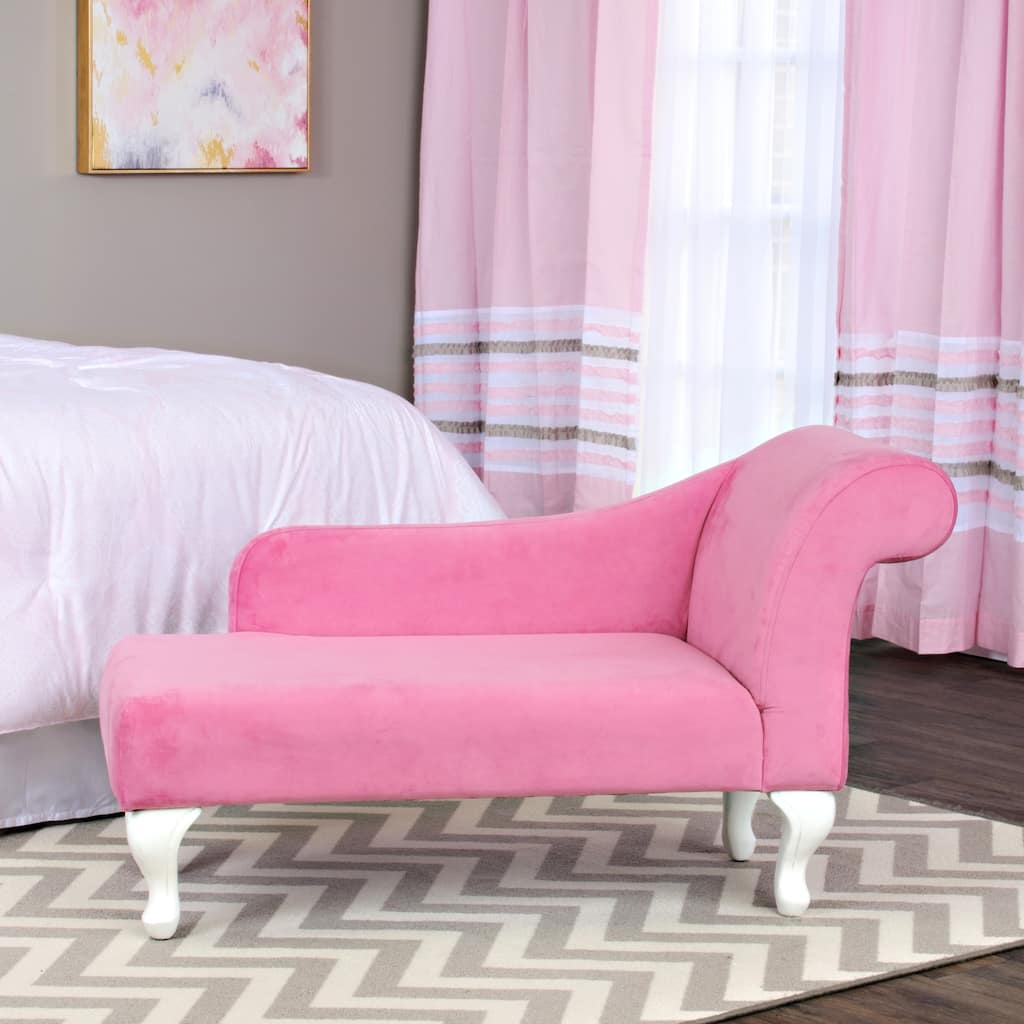 HomePop Juvenile Chaise Lounge in Pink Velvet