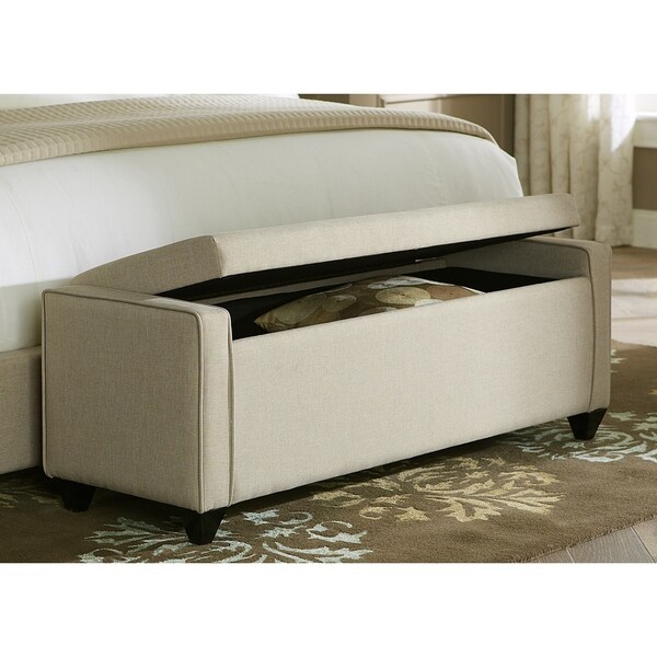 Natural Linen Flip Top Storage Bench Free Shipping Today