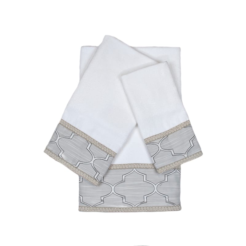 Austin Horn En'Vogue Stanton Gimp White 3-piece Decorative Embellished Towel Set