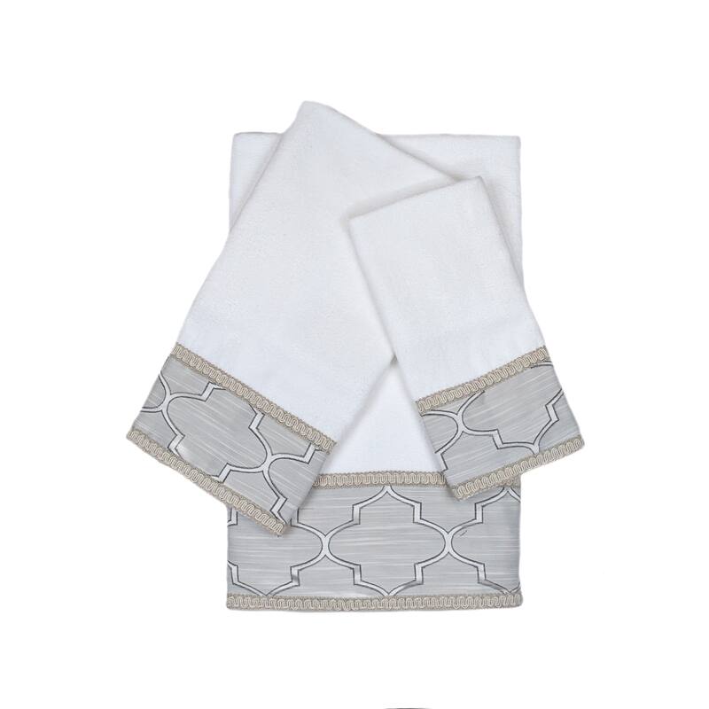 Austin Horn En'Vogue Stanton Gimp White 3-piece Decorative Embellished Towel Set