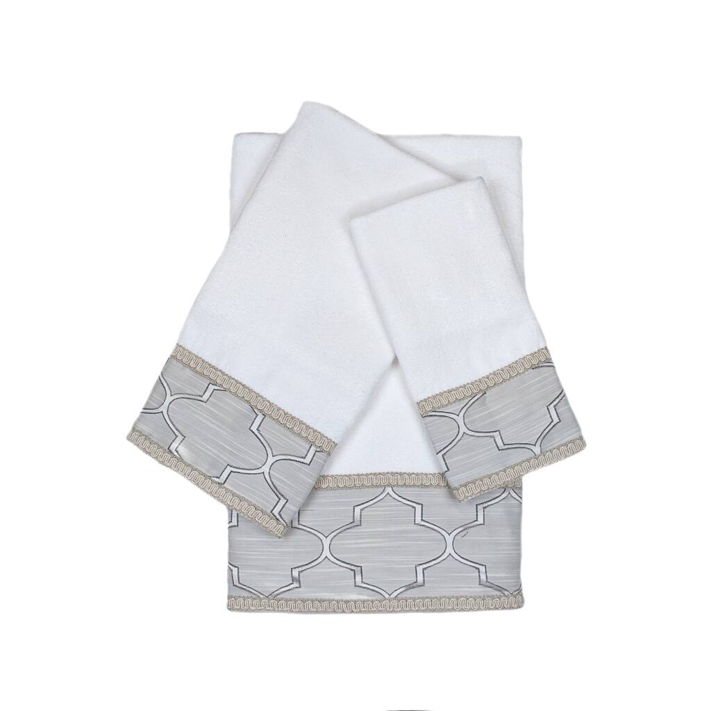 Austin Horn En'Vogue Stanton Gimp White 3-piece Decorative Embellished Towel Set