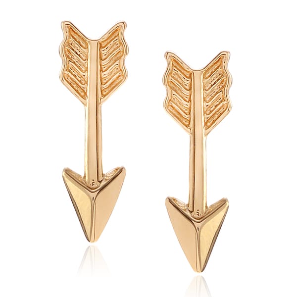 Journee Collection Women's 14k Yellow Gold Arrow Stud Earrings