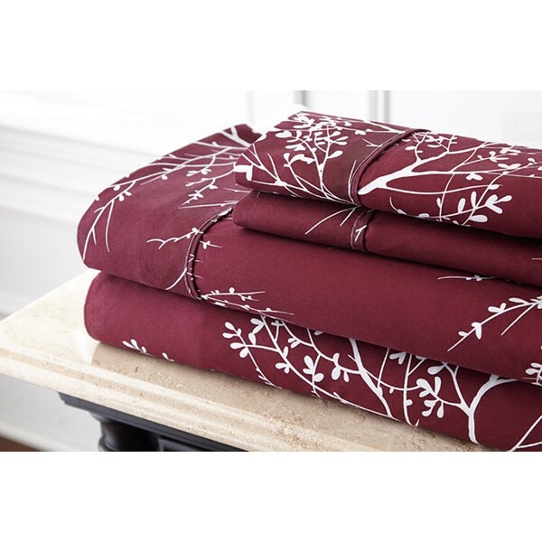 Branch Printed Luxurious Microfiber Sheet Set