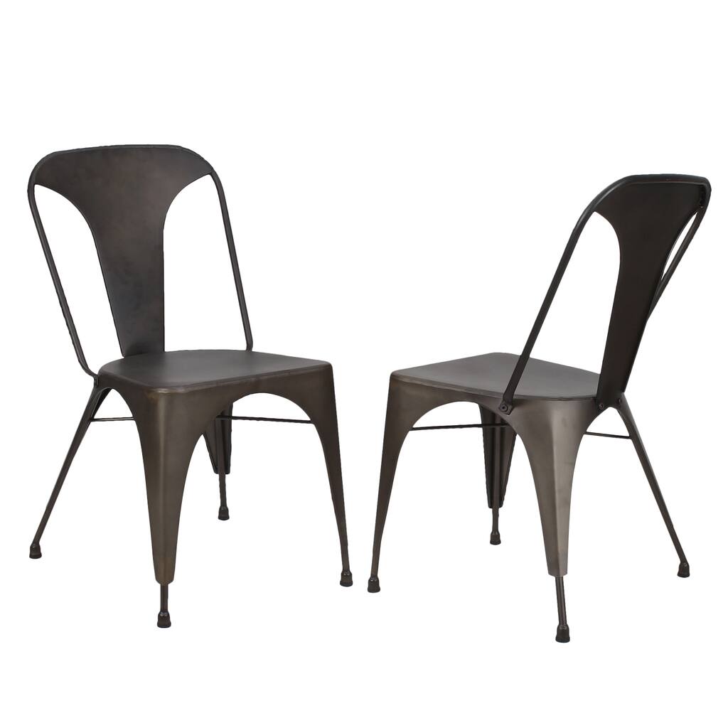 Adeco Metal Stackable Dining Chairs (Set of 2)