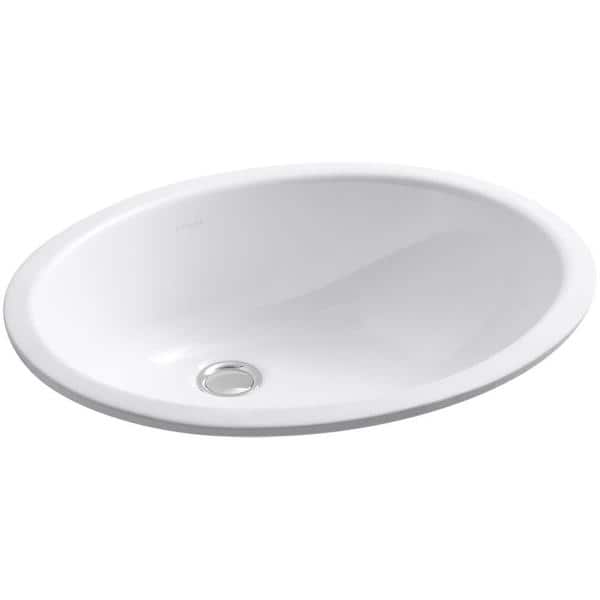 slide 1 of 1, Kohler Caxton® Oval 17" X 14" Undermount Bathroom Sink with Overflow White (K-2210-0)