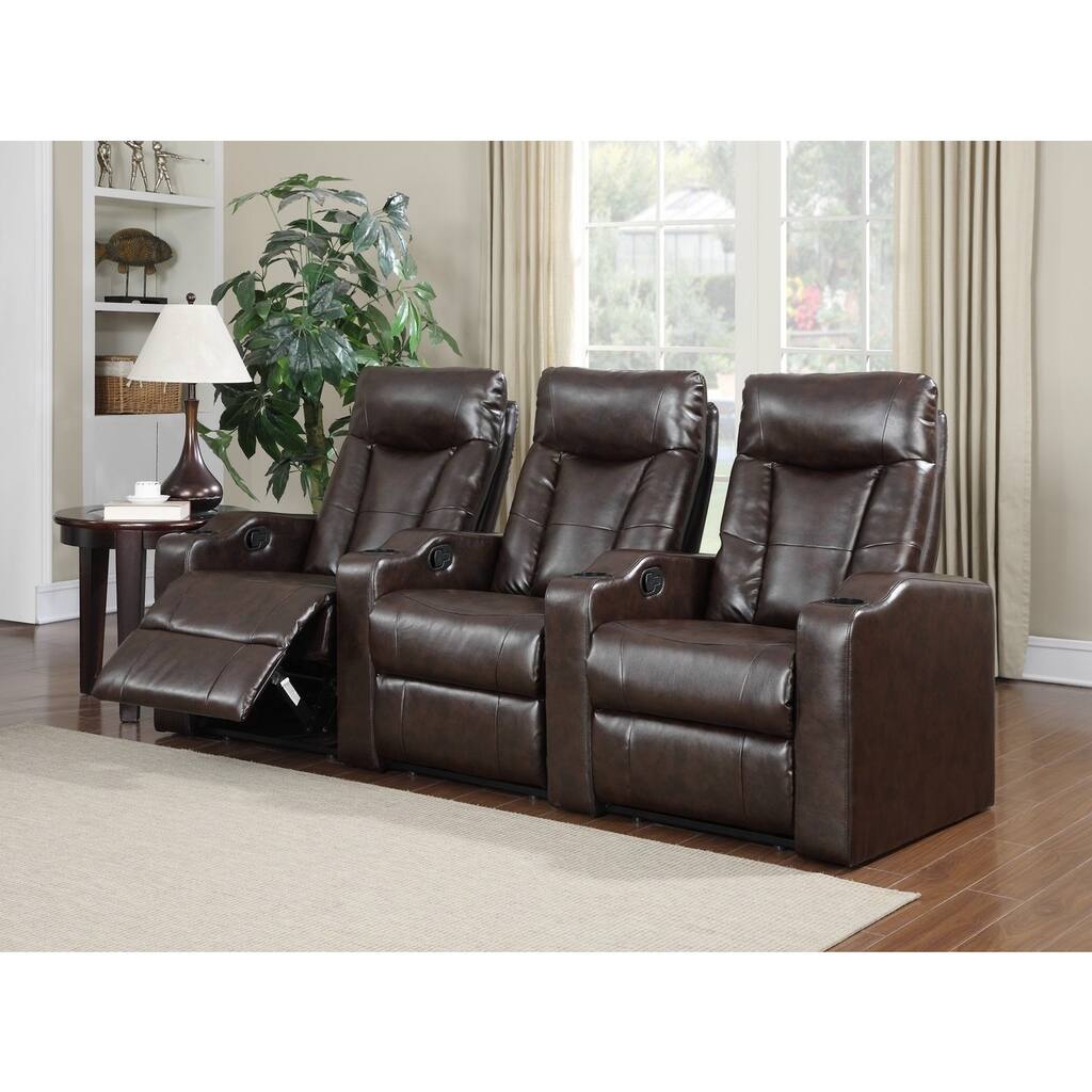 LYKE Home Cabernet Brown Bonded Theater Set