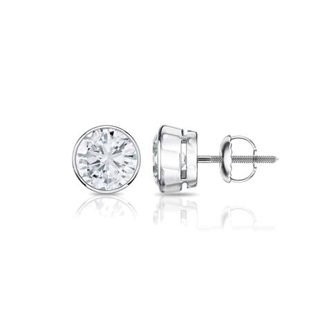 Auriya 14k Gold 0.33ctw Round Bezel-set Diamond Stud Earrings