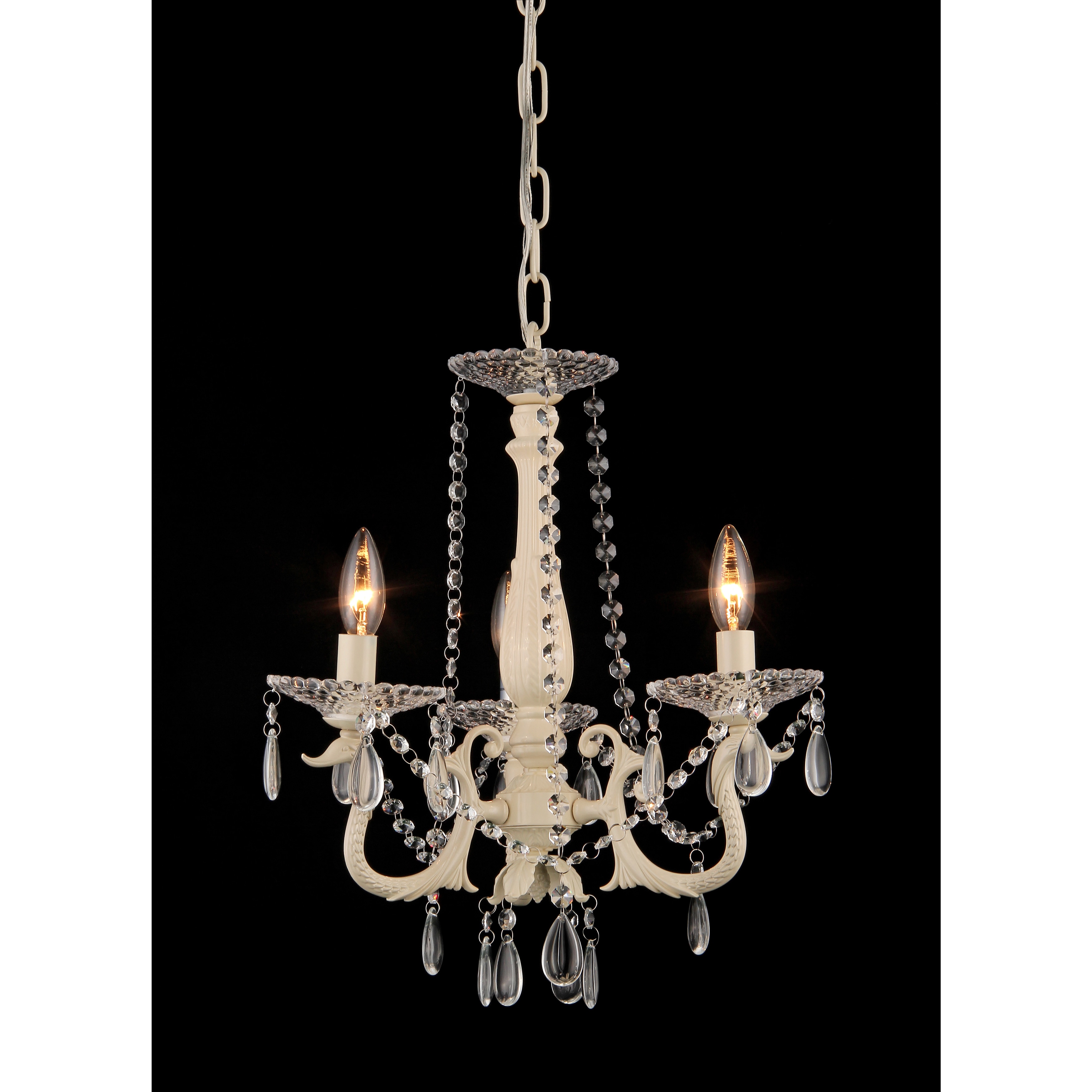 Warehouse of Tiffany Marinara 3-light Off-white 16-inch Crystal Chandelier