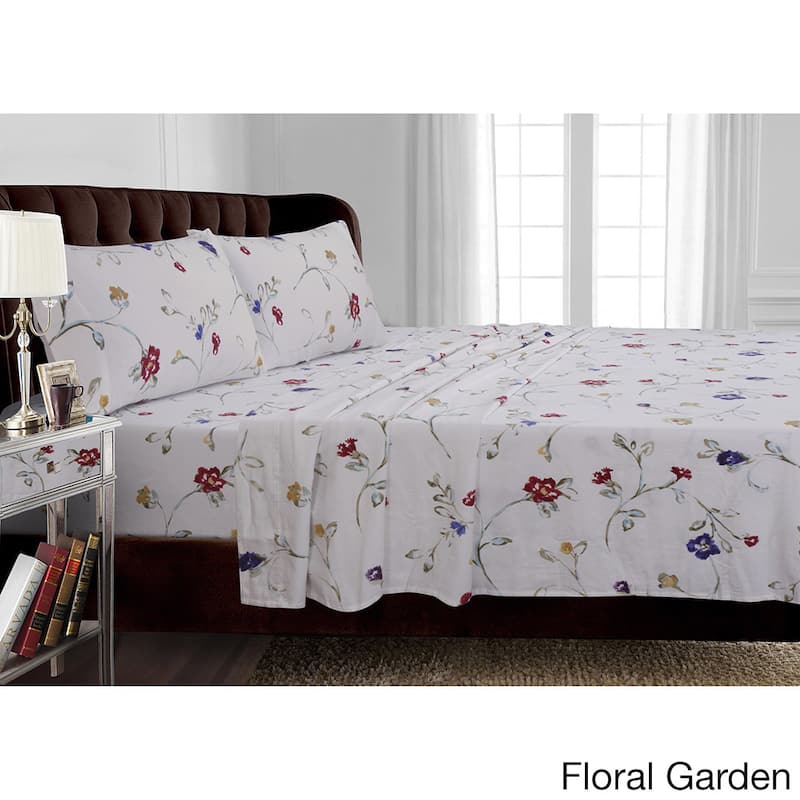 Flannel 170-GSM Printed Pillowcases (Set of 2) - Floral Garden - Standard