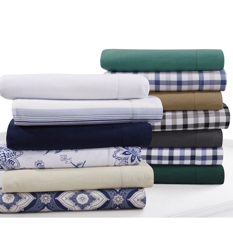 Flannel 200-GSM Solid or Printed Pillowcases (Set of 2)