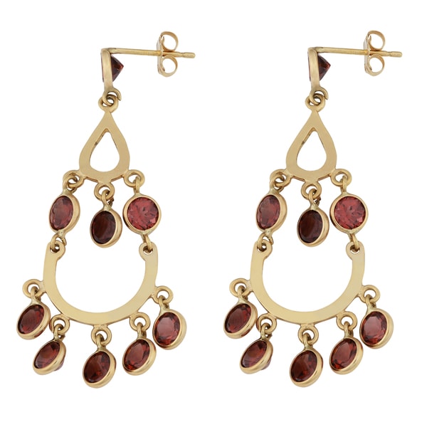 Shop Fremada 14k Yellow Gold Garnet Chandelier Earrings - On Sale ...