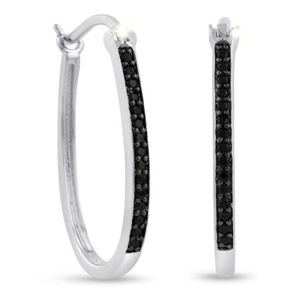 1 4ct Oval Shape Black Diamond Hoop Earrings Inch 1 4ct Oval Shape Black Diamond Hoop Earrings Inch
