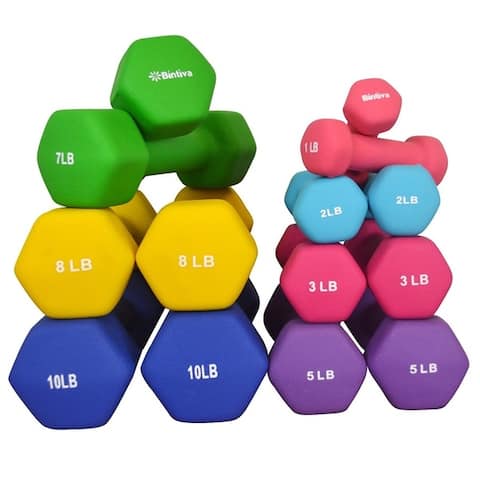Bintiva Neoprene/Cast Iron Hexagon Dumbbells (Set of 2)