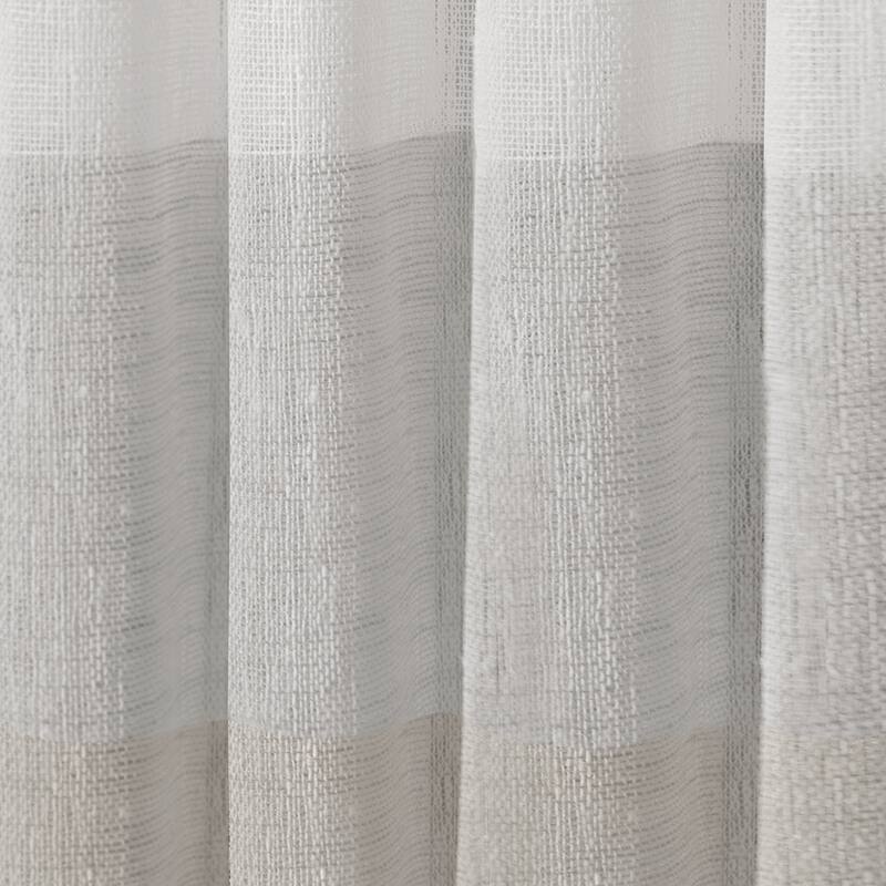 Porch & Den Ocean Stripe Sheer Curtain Panel Pair with Rod Pocket