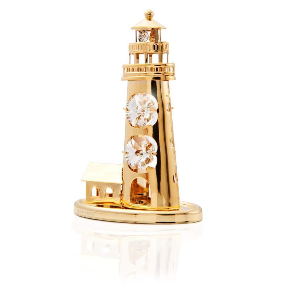 Matashi Goldplated Genuine Crystals Mini Lighthouse Ornament
