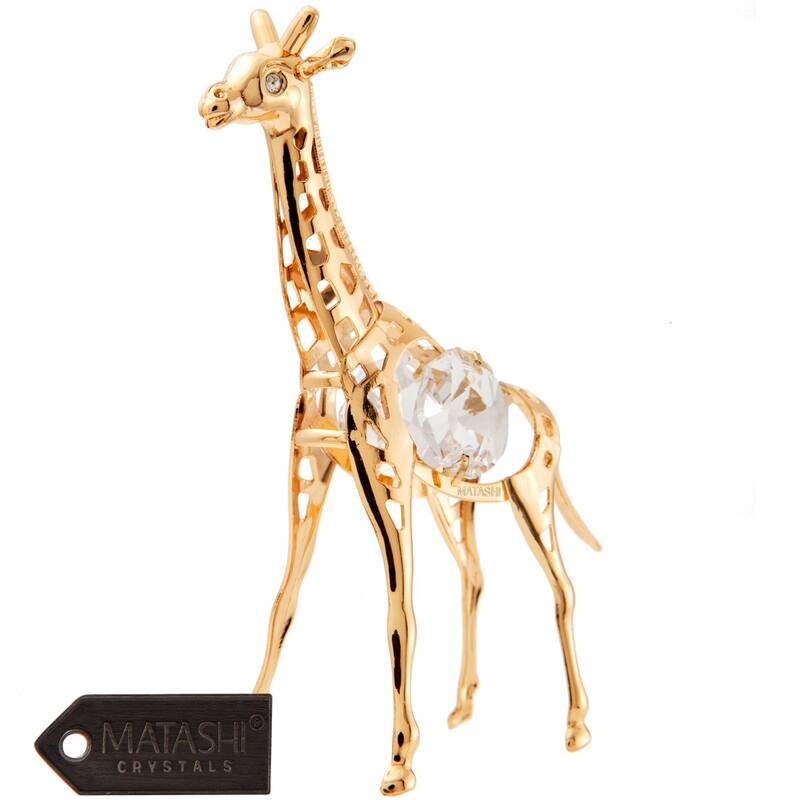 24k Gold Plated Mini Giraffe Ornament Made with Genuine Matashi Crystals