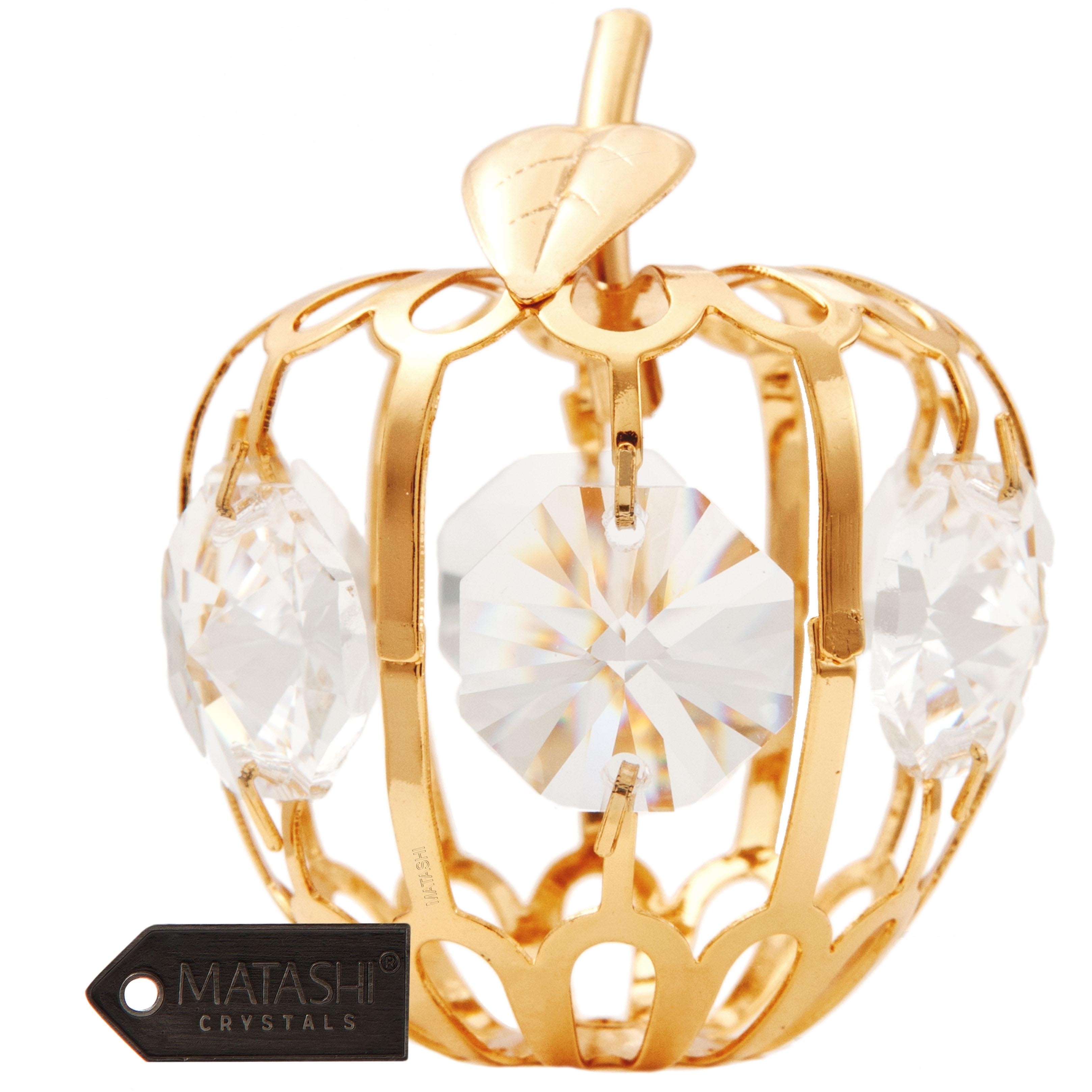 24K Gold Plated Crystal Studded Mini Apple Ornament with Gold eBay