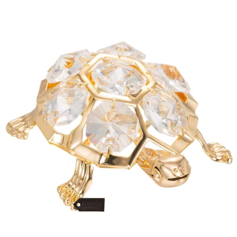 Matashi Goldplated Genuine Crystals Beautiful Turtle Ornament