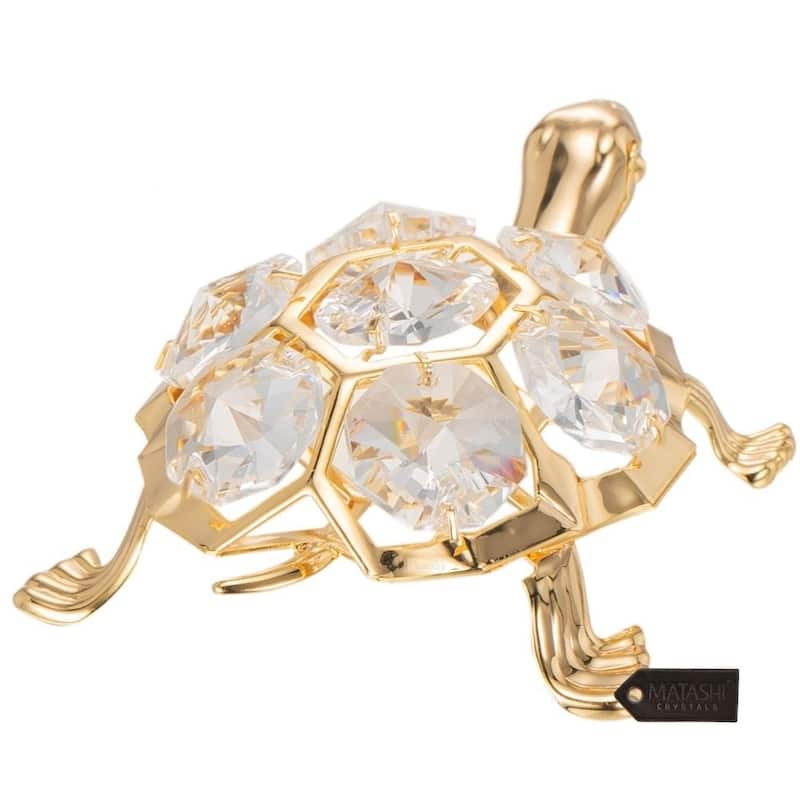 Matashi Goldplated Genuine Crystals Beautiful Turtle Ornament