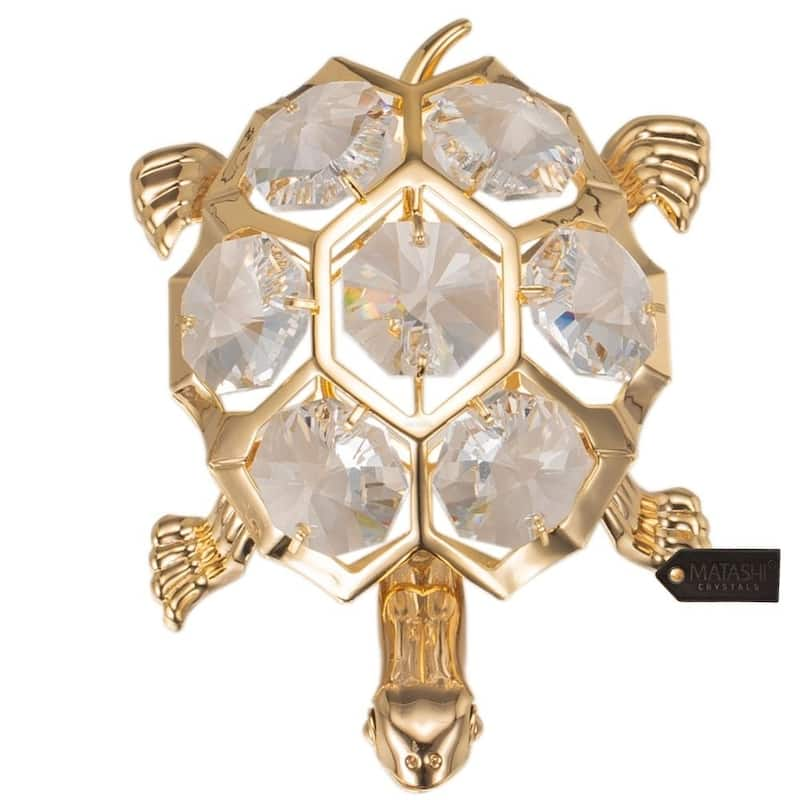 Matashi Goldplated Genuine Crystals Beautiful Turtle Ornament