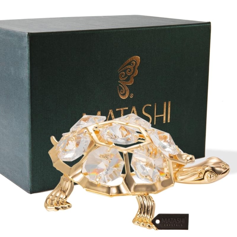 Matashi Goldplated Genuine Crystals Beautiful Turtle Ornament