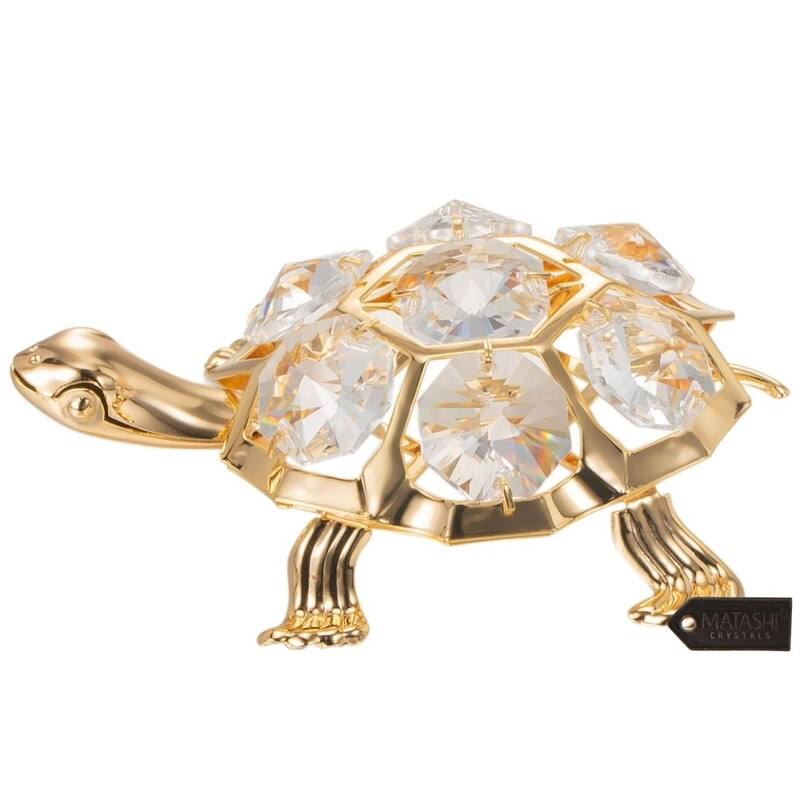 Matashi Goldplated Genuine Crystals Beautiful Turtle Ornament