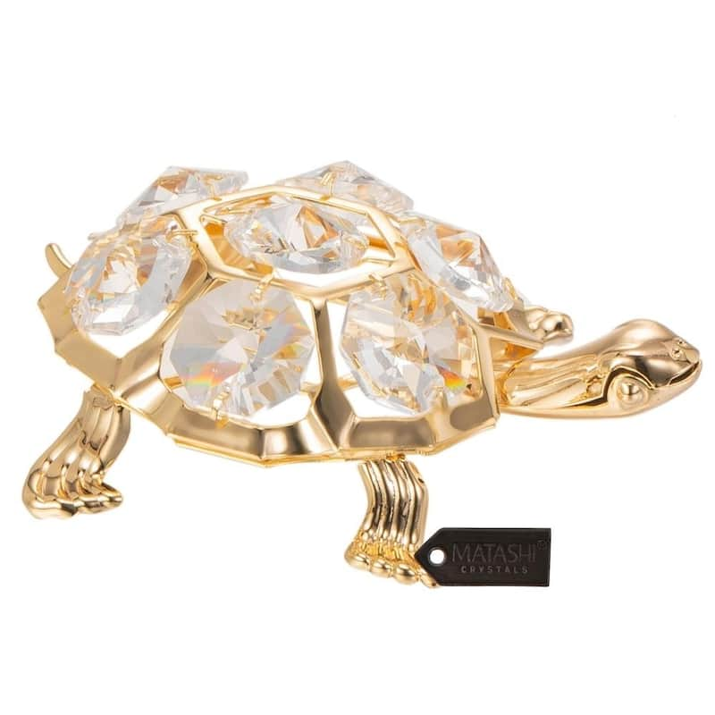 Matashi Goldplated Genuine Crystals Beautiful Turtle Ornament