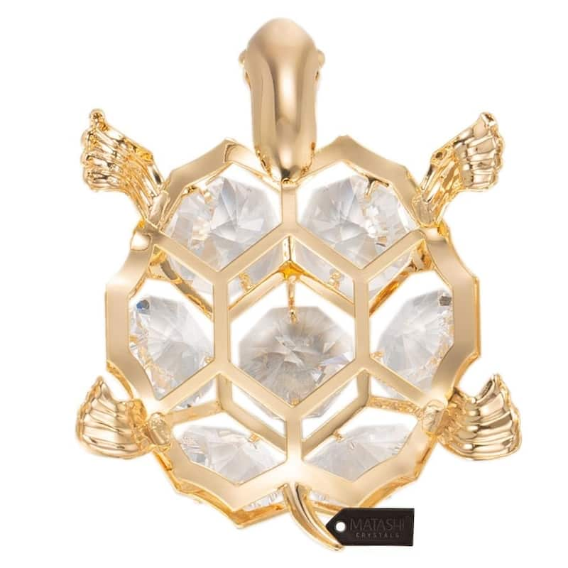 Matashi Goldplated Genuine Crystals Beautiful Turtle Ornament