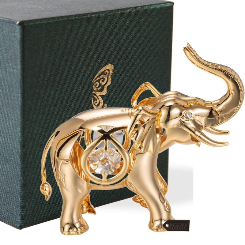 Matashi Goldplated Genuine Crystals Elephant Ornament