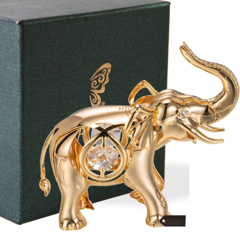 Matashi Goldplated Genuine Crystals Elephant Ornament