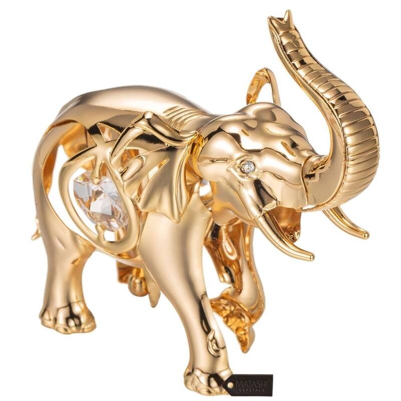 Matashi Goldplated Genuine Crystals Elephant Ornament