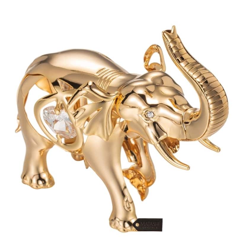 Matashi Goldplated Genuine Crystals Elephant Ornament