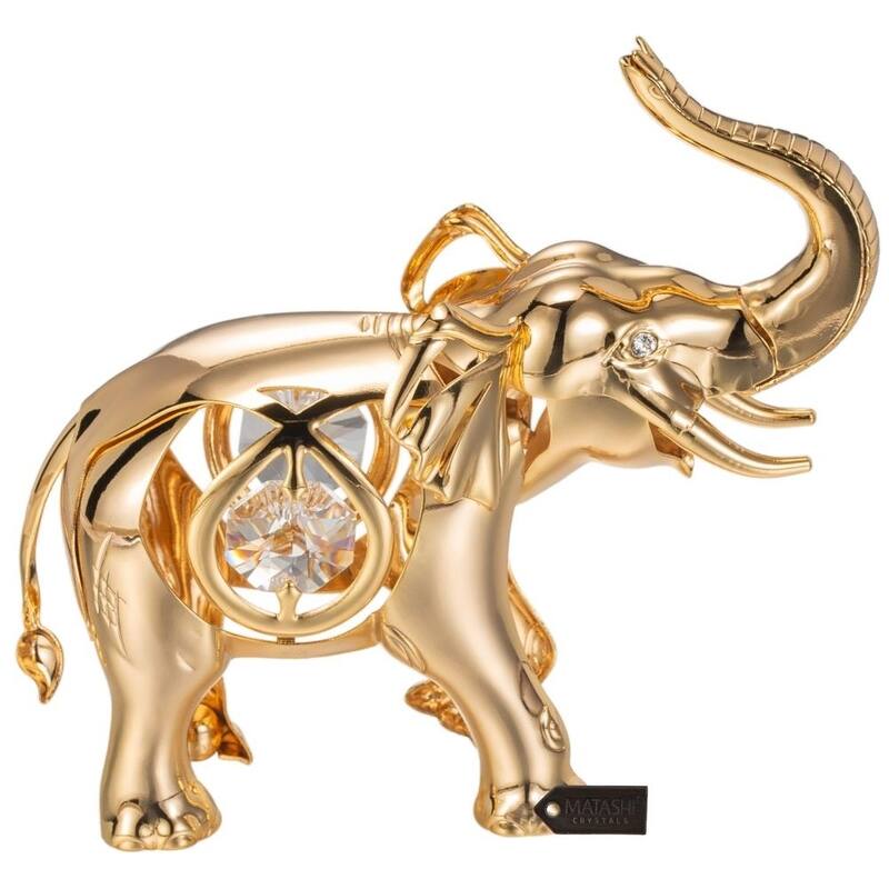 Matashi Goldplated Genuine Crystals Elephant Ornament