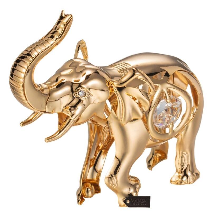 Matashi Goldplated Genuine Crystals Elephant Ornament