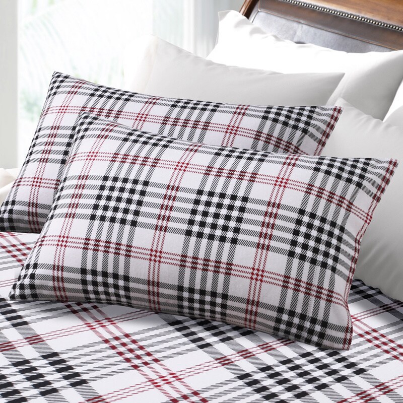 Shop 6-ounce Hemstitched Plaid Flannel Pillowcases (Set Of 2) - On Sale ...