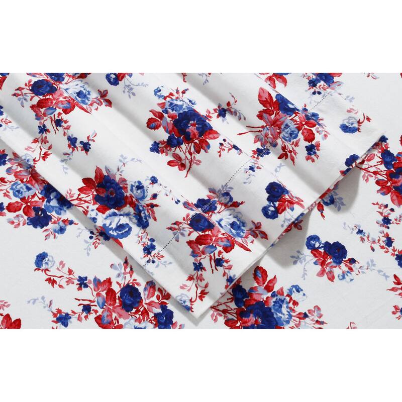 6-ounce Hemstitched Rose Garden Flannel Pillowcases (Set of 2)