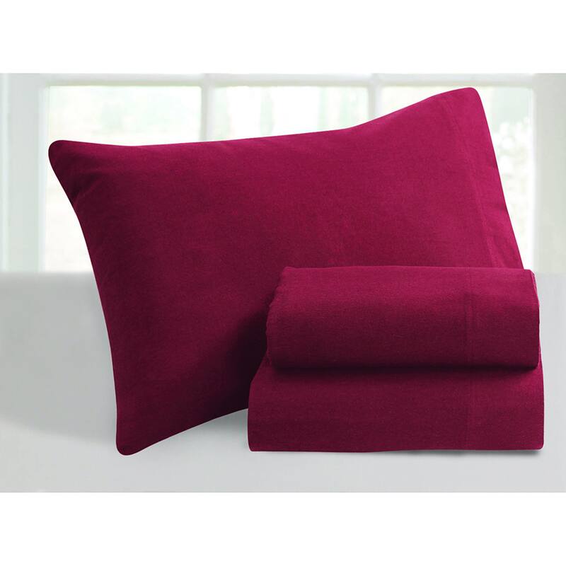 Ultra-soft 5-ounce Solid Flannel Pillowcases (Set of 2) - Carmine Red - King